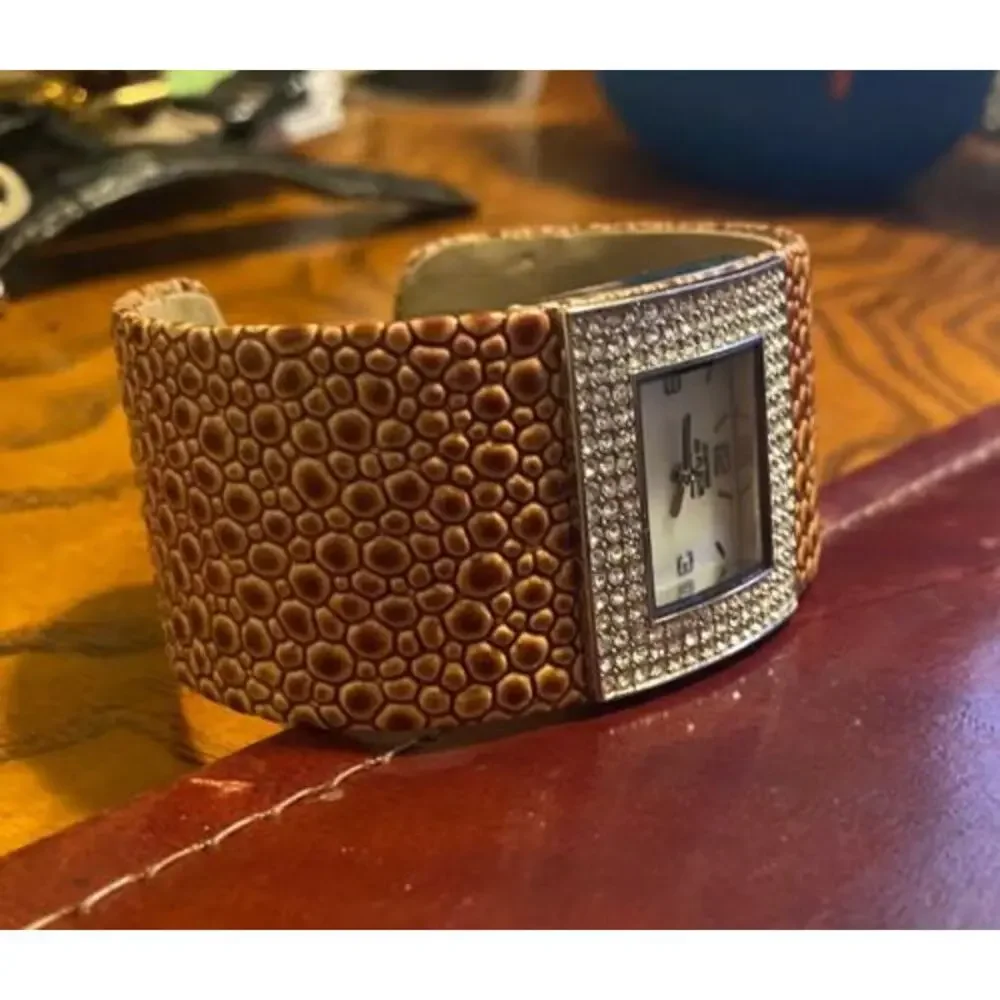 Women's Montres de Fleur Watch, Bangle Bracelet with Crystal Accented Bezel